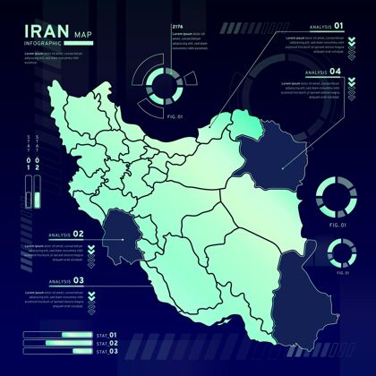 渐变伊朗地图信息图模板选项信息