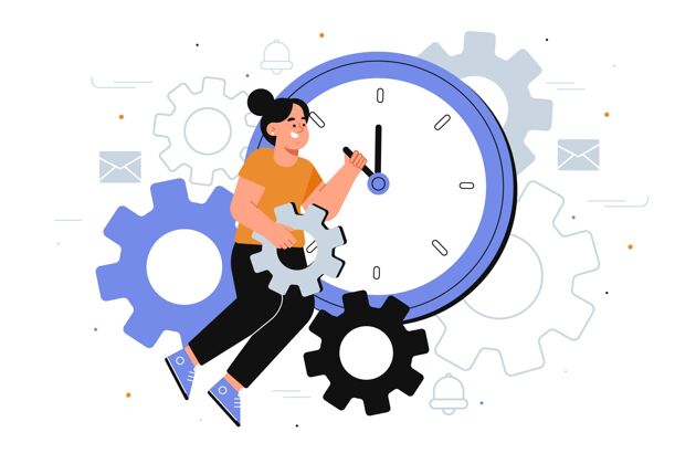 时间表平面设计时间管理概念手绘时间经理
