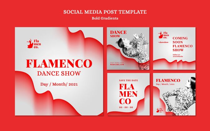 包装Instagram为弗拉门戈与女舞者的表演发布了一系列帖子女人性能职位