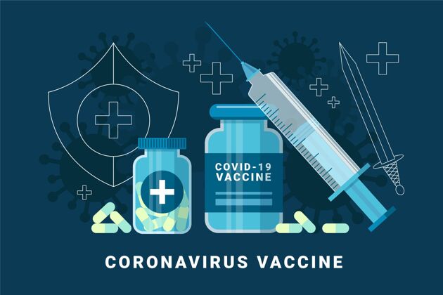 病毒平板手绘冠状病毒疫苗背景平面手绘感染流感