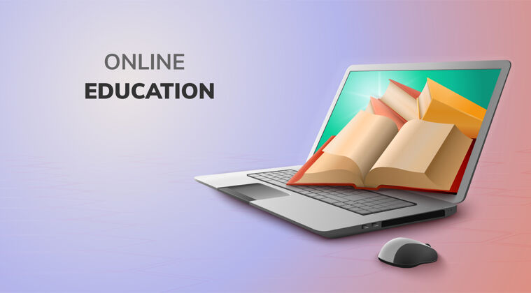 课程数字在线教育概念和笔记本电脑上的空白空间在线学习设置屏幕