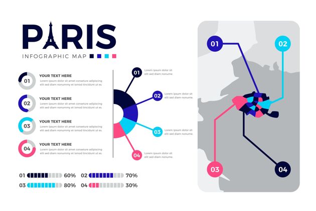 图表平面设计巴黎地图信息图图表市场营销选项