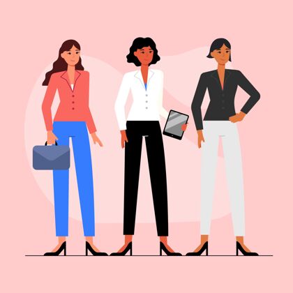 女商人平面手绘自信女企业家插画专业人士插图女性