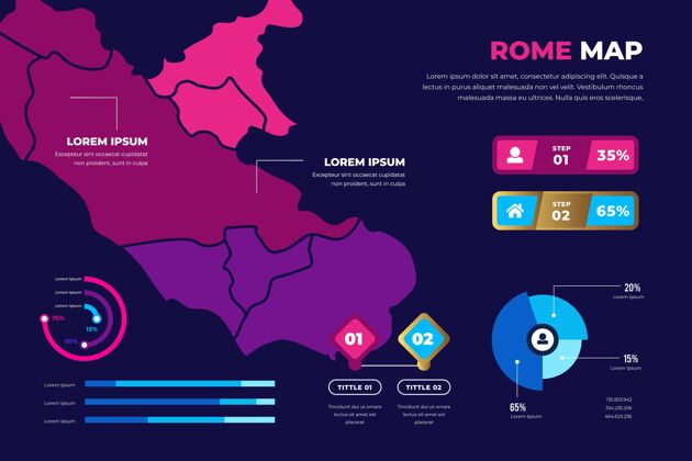 欧洲平面设计罗马地图信息图罗马地理制图