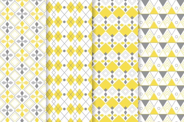 图案黄色和灰色的几何图案灰色几何包装