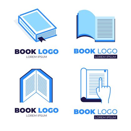书籍收集蓝色平面设计书的标志商业商标平面设计商标模板