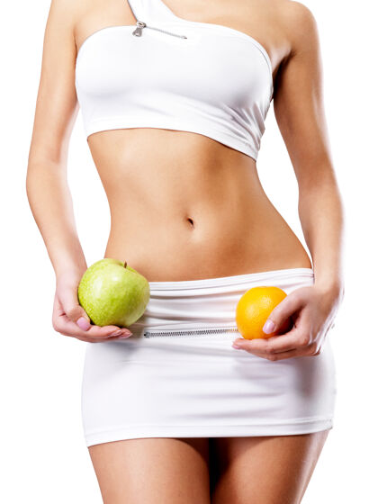 运动员减肥后苗条女性的健活方式模特水果成人
