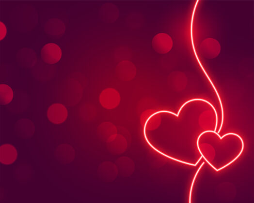 浪漫浪漫的霓虹灯心在波基发光抽象情人节浪漫