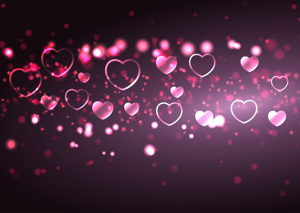 波基情人节背景与心形和波基灯设计浪漫情人节装饰