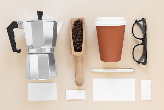 视图咖啡品牌元素俯视图热组成品牌