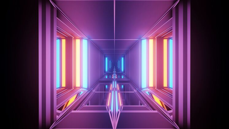 走廊彩色几何激光宇宙背景彩色抽象电力