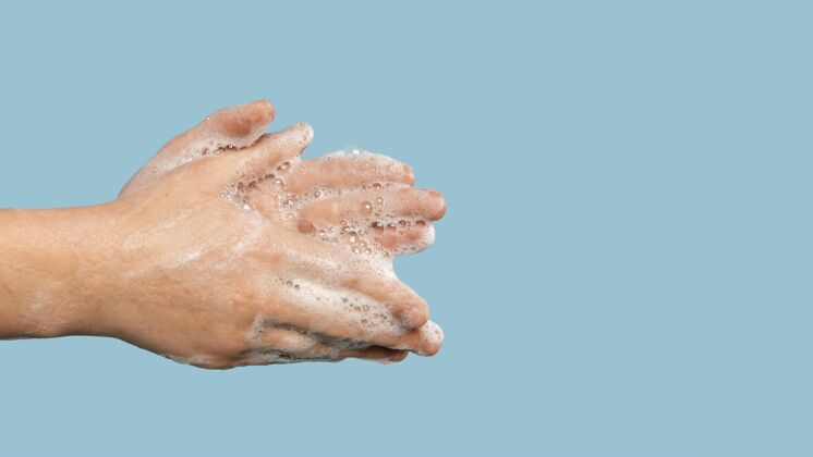 健康侧着身子的人用复印空间洗手预防卫生小心