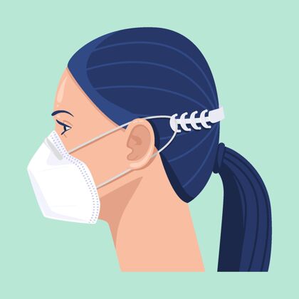疾病戴着可调节面罩带的女人医用面罩流感面部