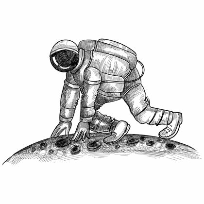 宇航员手绘宇航员在太空中的草图设计天空手套套装