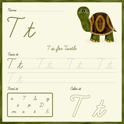 教育带海龟的字母t资源创造力早期