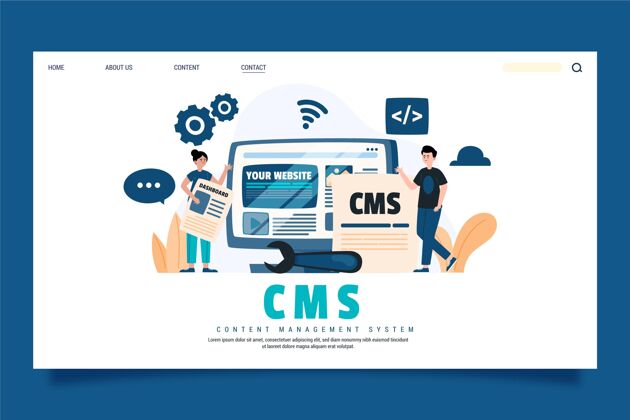 工作手绘cms概念登陆页模板网页模板Cms网页