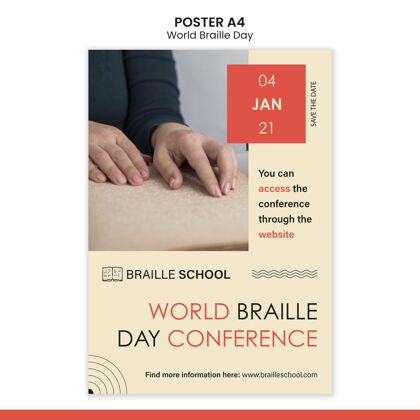 印刷模板世界盲文日海报模板权利国际庆祝
