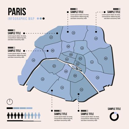 信息平面设计中的巴黎地图信息图信息平面设计地图