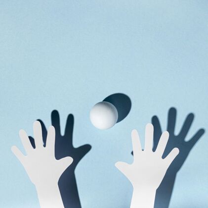 运动带乒乓球的纸手俯视图复制复制空间球