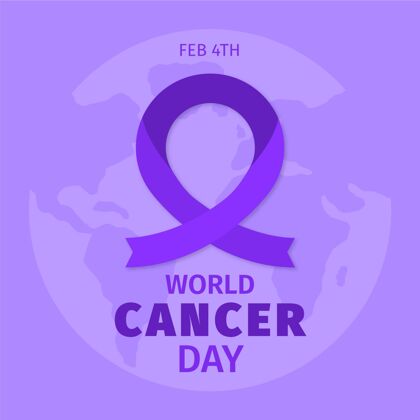 支持癌症日彩带与地球地球仪医疗保健运动2月4日