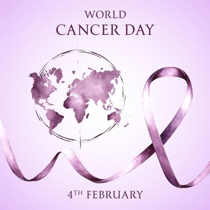 积极水彩世界癌症日事件象征世界