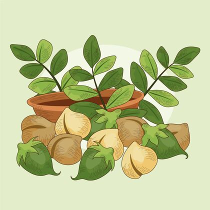 可口现实画鹰嘴豆和植物豆类吃饮食