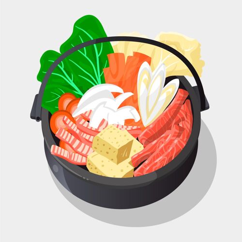 食品手绘火锅插图食品热健康食品