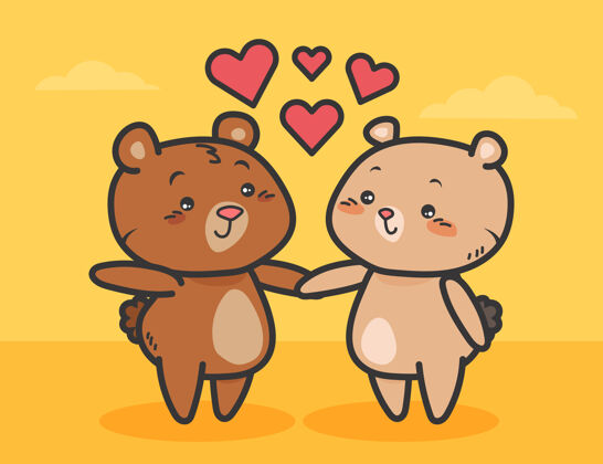 天可爱的情人节熊情侣熊可爱动物
