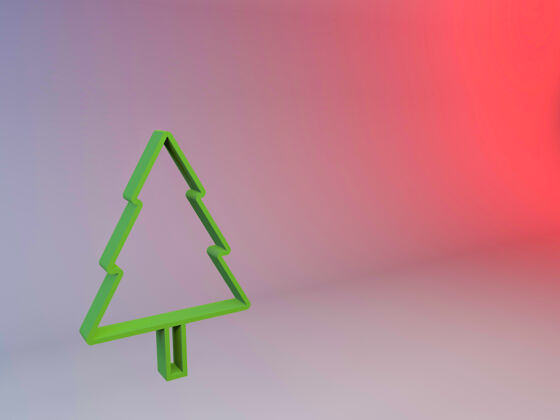 松渐变背景上的圣诞树的3d插图冬天庆祝节日