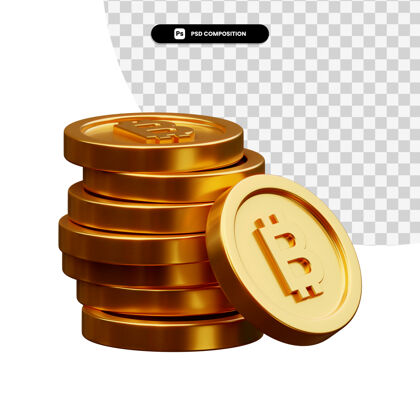 银行一堆金币在3d渲染隔离3d金融投资