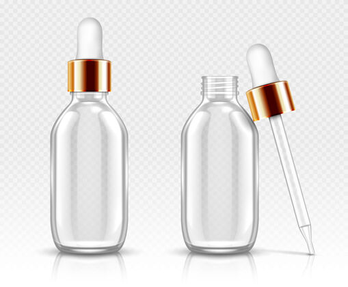 精华带有滴管的真实玻璃瓶 用于盛放血清或油用于盛放有机芳香精华的化妆瓶或小瓶 用于美容护理的抗老化必需胶原蛋白 隔离的透明flacon3d油玻璃塑料