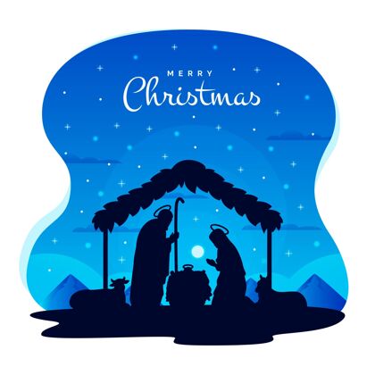 圣诞耶稣诞生的剪影快乐十二月圣诞节