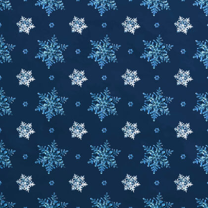准备印刷蓝色圣诞雪花无缝图案冷冻冬天冰