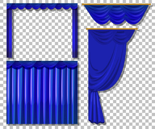 天鹅绒不同设计的蓝色窗帘套装布关