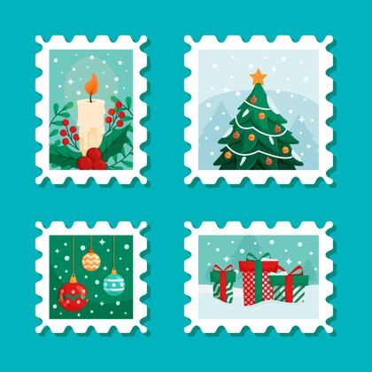 邮票平面设计圣诞集邮文化欢乐传统