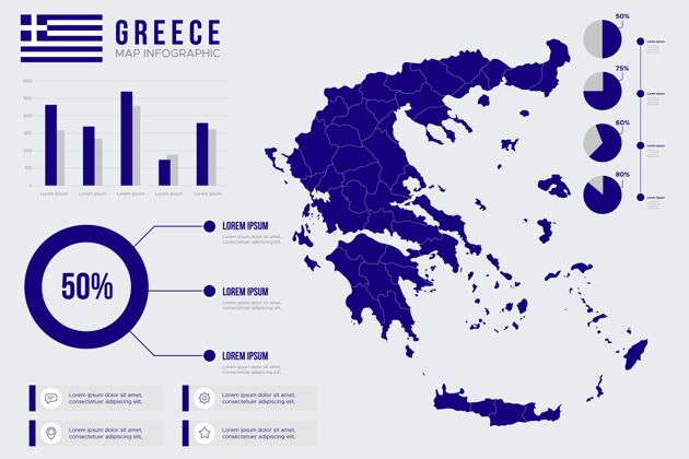 图表平面希腊地图信息图发展增长演变