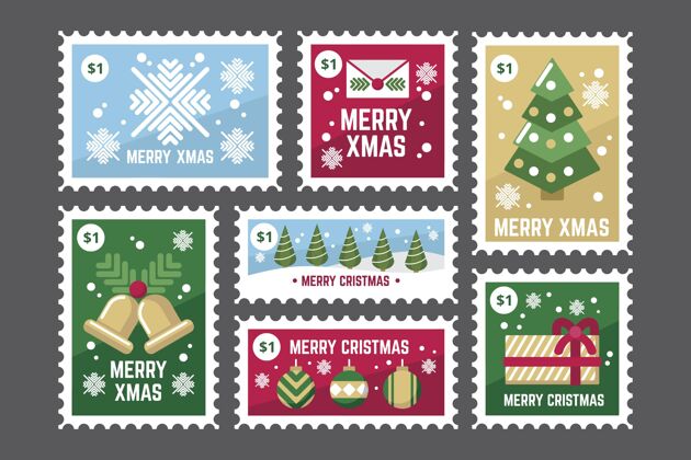 邮票平面设计圣诞集邮文化快乐设计
