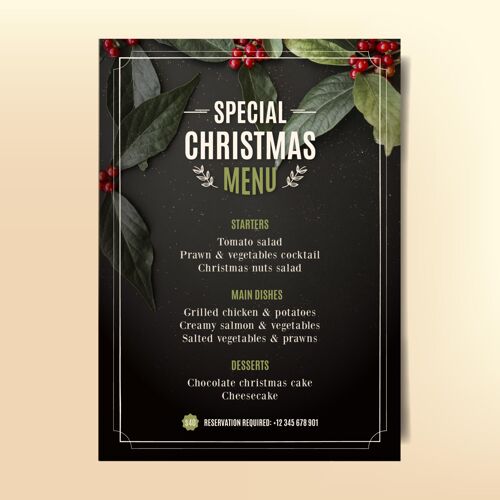 菜单圣诞菜单模板印刷节日传统