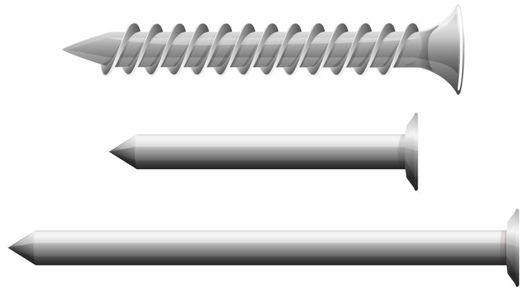 铁白色背景上隔离的螺丝类型金属仪器螺丝