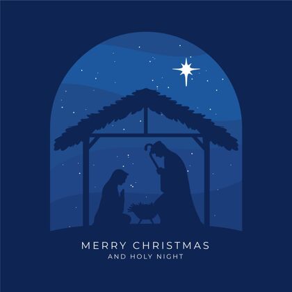 剪影耶稣诞生的剪影圣诞传统快乐